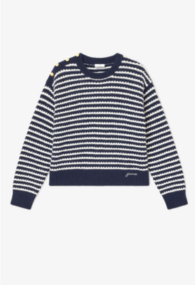 Jersey de lana a rayas azul oscuro